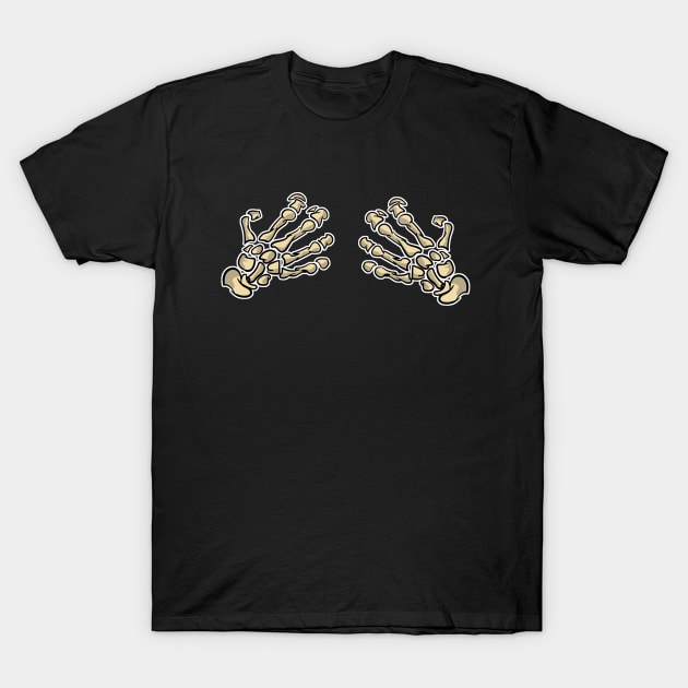 Funny Skeleton Hands Halloween Ladies and Womens T-Shirt by Acroxth